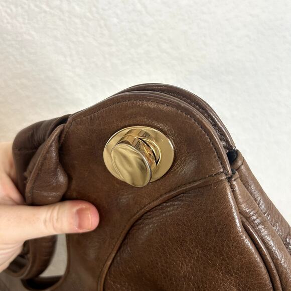 Foley and Corinna Leather Shoulder Bag Brown Gold Turnkey Boho - Picture 8 of 15
